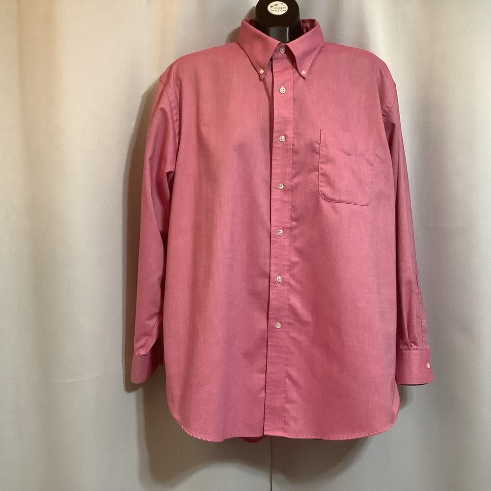 Lands’ End Button Down Shirt Men’s 17.5 33 Original Oxford Pink